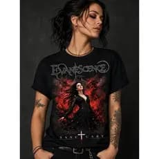 Camiseta 100% Algodão Unissex Estilo Rock Gótico LANÇAMENTO Banda Evanescence Album 2026 Sanctuary