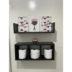 Conjunto Nicho + Prateleira 2 Peças Porta Papel Higiênico Para Banheiro Decorativo