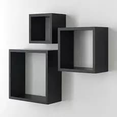 Kit Prateleira Nicho Quadrado MDF Preto 3 Peças 20/25/30 Sala Cozinha Quarto