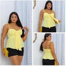 BLUSAS  BATA FEMININA COM ALÇAS AJUSTÁVEL COM AMARRAÇÃO FRONTAL