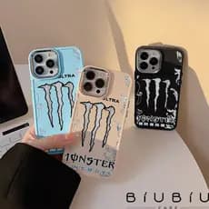 Capinha Capa Preta com Design do Monster Energy Para iPhone 11 14 15 16 12 17 13 pro max 7/8 plus