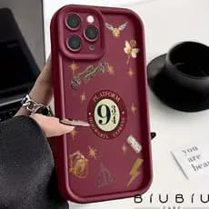 Capinha Capa Branca com Design de Ícones do Harry Potter Para iPhone 11 14 15 16 12 17 13 pro max 7/8 plus