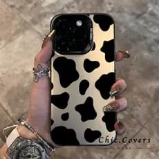 Capa padrão vaca para iPhone 7 8 Plus X XR XS Max 11 12 13 14 15 16 Pro 17 Pro Max, TPU rígido