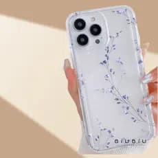 Capinha Capa de Transparente Galhos Floridos e Fundo Para iPhone 11 14 15 16 12 17 13 pro max 7/8 plus produto em alta