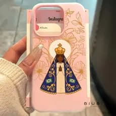 Capinha Fosca Silicone Nossa Senhora 2 Em 1 Anti-Impacto Para iPhone 7 8 X XR XS Max 11 12 13 14 15 16 17 Pro Max Plus