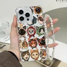 coleção de gatos com lenços vintage Capinha Capa de Transparente Para iPhone 11 14 15 16 12 17 13 pro max 7/8 plus produ