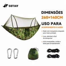 SOTIAY Rede de Dormir com Mosquiteiro Camuflada 260x140cm Suporta 350kg Portátil para Camping Trilha ao Ar Livre