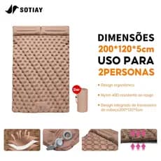 Sotiay Colchão Inflável Automático Casal 200x120x5cm com Travesseiro, Acampamento Portátil