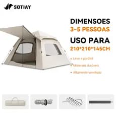 Sotiay Tenda Camping 2-5 Pessoas Automática Série Distante | Anti-UV com Vestíbulo