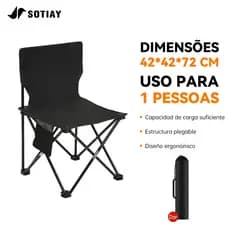 Sotiay Cadeira dobrável com bolsa de transporte para acampamento e pesca ao ar livre – Suporta até 150kg