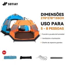 Sotiay Barraca Camping 5-8 Lugares Grande Ventilacao 270*270*150cm