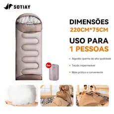 Saco de Dormir Térmico Solteiro Ultralight 1,5kg – Lavável à Máquina, Tecido 190T Impermeável, -1,5ºC a -3,5ºC para Camp