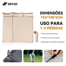 Este colchão inflável com bolsa de armazenamento é perfeito para acampar, nadar e outros usos, e pode ser montado.