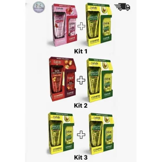 KIT 2 UNIDADES ÓLEO EM CREME 190ML+SHAMPOO 100ML DABELLE  (ESCOLHA O SEU)