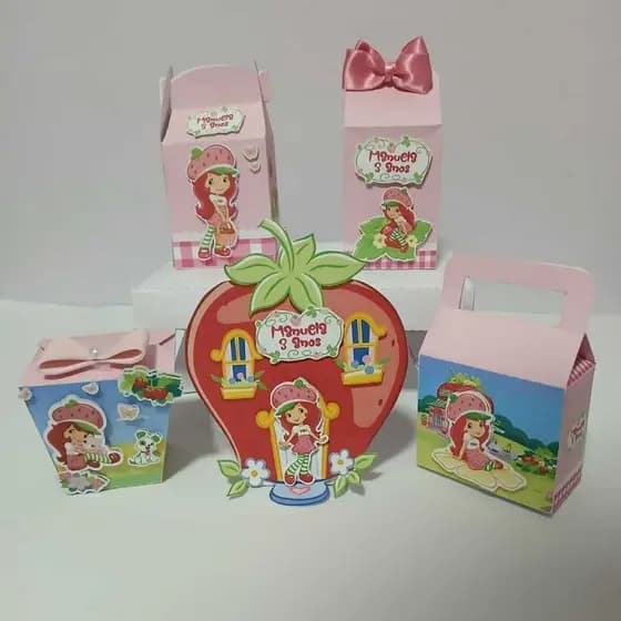 KIT Festa Moranguinho - Caixinhas Personalizadas Moranguinho - Lembrancinhas Moranguinho - Papelaria Personalizada