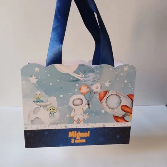 KIT 10 Sacolinhas Personalizadas Astronauta - Lembrancinhas Personalizadas Astronauta