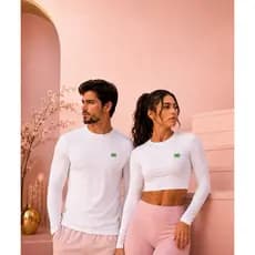 Cropped Feminino Brasil Manga Longa Fitness Dry Fit Copa 2026