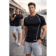 Camiseta Masculina Fitness Compressão Dry Fit Manga Curta Academia Treino Esportiva Slim Respirável Conforto Performance