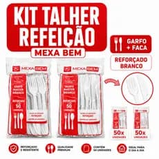 Garfo e Faca Descartável 100 Un 2 Pct de 50 Talheres Plásticos para Festa, Aniversário, Churrasco