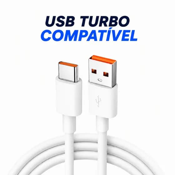 Cabo USB Tipo C Turbo 35W 1M reforçado Carga Rápida para iPhone, Android & iPad Tablets