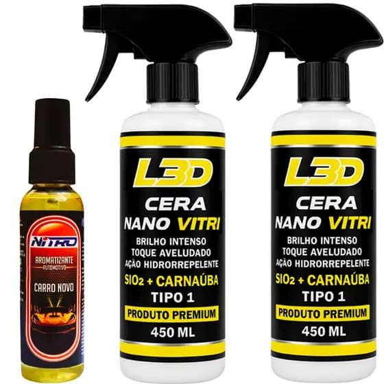 Kit 2x Cera Cristalizadora + Aromatizante - Brilho + Cheiro de Carro Novo