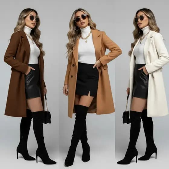 Sobretudo Feminino Parka De Lã Premium