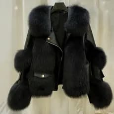 Inverno novo estilo feminino imitação de pele de raposa casaco acolchoado Casual solto casaco quente