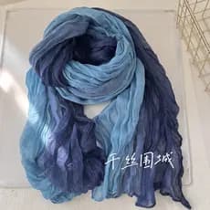 Moda algodão linho cachecol gradiente azul outono inverno cachecol Retro All-Match impresso senhoras xale- *****- &