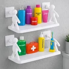 Suporte Prateleira de Banheiro Organizador Porta Shampoo Cremes Adesivo Forte Para Cozinhas E Banheiros