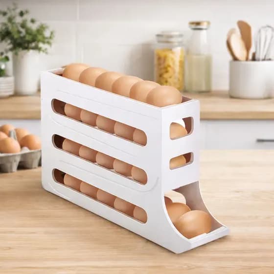 Porta Ovos Suporte 4 Andares Rolante Para 30 un Dispenser organizador Cozinha Geladeira