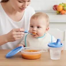 Kit Alimentação Infantil Para Bebê Criança Recém Nascido com 3 Peças Copo Colher Pote Menino e Menina