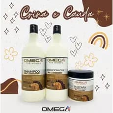 Kit Fortalecedor Capilar Crina e Cauda 1Litro e Máscara 500g Ômega Hair