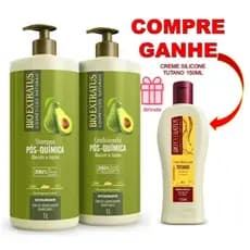 kIT 2 LITROS PÓS QUÍMICA BIO EXTRATUS: SH 1L+COND 1L + BRINDE CREME SILICONE 150ML