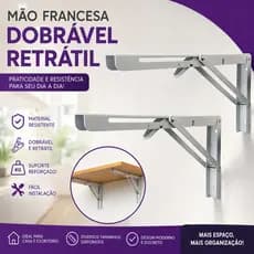 Kit 2 Mão Francesa Dobravel Retratil Cantoneira para Prateleira Mesa Bancada Reforçado Varios Tamanhos Promoção Oferta