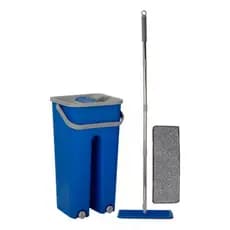 Mop Flat Giratório 360 Balde Rodo Centrifuga 2 Refis Microfibra Esfregão Limpeza Multiuso Oferta!