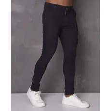Calça Masculina Preta Esporte Fino Slim Sarja com Elastano Social Premium
