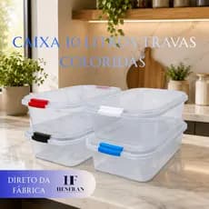 Caixa Organizadora 10 litros com tampa kit 4 caixa organizadora container armazenamento brinquedos