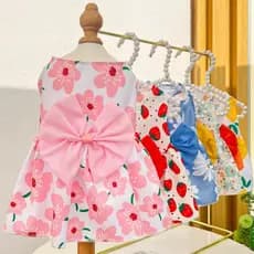 Vestido Floral De Princesa Para Cachorro , Saia Fofa E Gato , Roupas De Verão Animais De Estimação