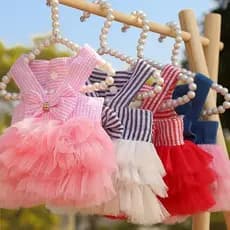 Verão Pet Gato Filhote De Cachorro Roupas Para Cães Fio Líquido Vestido Do Cão Saia Aniversário De Casamento Traje De Es