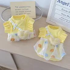 Vestido Bolha De Coração Amarelo Para Gatos , Cães Pequenos , Verão , Fino , Bichon , Teddy , Roupas Animais De Estimaçã