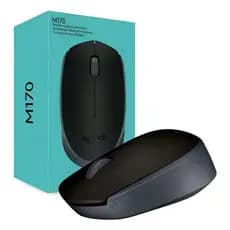 Mouse SEM FIO Logitech M170 Wireless Nano BI DESTRO USB PRETO COM CINZA COM PILHA INCLUSA ORIGINAL