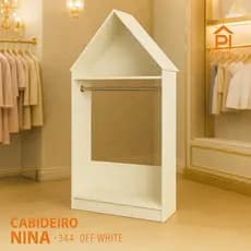 Cabideiro Infantil Casinha MDF Branco 90x130cm – Arara de Roupas