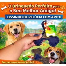 Osso de Pelúcia com Apito Ossinho Pet Premium