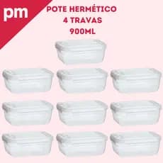 Kit 10 Marmita Potes 900ml com Travas Laterais BPA FREE Alimentos organizadores de congelador