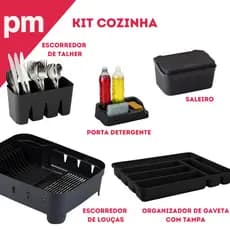 Kit Pia Cozinha Porta Detergente Porta Talher Escorredor de Louças Saleiro Organizador de Gaveta