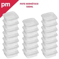 Kit Pote 500ml C/ 2 5 10 20 Unidades BPA Free Marmitas Fitness Organizador de Alimentos Freezer Micro-ondas