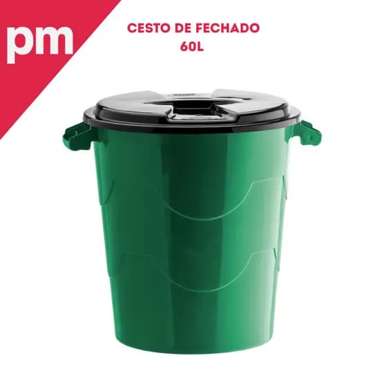 Cesto Lixeira Grande 60L Tampa Robusta Funcional Plástico PREMIUM Forte