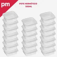 Kit de 20 Potes Marmitas 500ml Tampa herméticos - Qualidade, armazenamento, reutilizavel