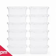 Kit 6 ou 12 Marmita fitness Potes 800ml Travas Laterais  BPA FREE organizadore de alimentos vasilhas