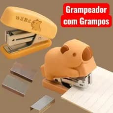 Mini Grampeador Capivara Com Capacidade Para 20 Folhas Acompanha 400 Grampos 24/6 Ou 26/6